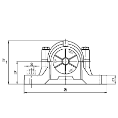 FAG Supporto ritto SNV072-L + 2207-TVH + DH207, quote principali secondo DIN 738/DIN739, diviso, per cuscinetti radiali orientabili a sfere con foro cilindrico, con tenuta a due labbri, per lubrificazione a grasso e ad olio